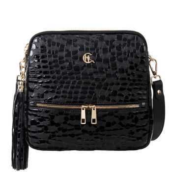 Torebka listonoszka Canaletto ze skóry naturalnej o wzorze kropli TD840s258złote