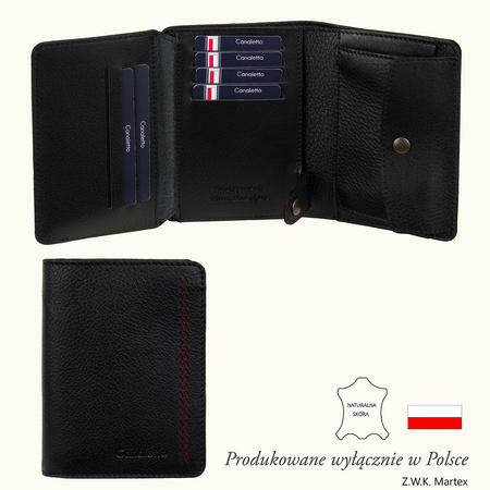 Skórzany Portfel Męski z perforacją Canaletto 11 kart PM1550s246-P60