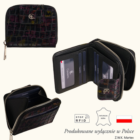 Skórzany portfel damski Canaletto kolorowy z naturalnej skóry licowej PD1023cs326 RFID