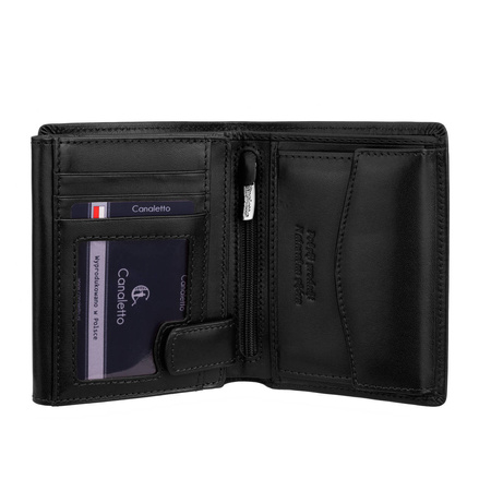 Męski czarny portfel Canaletto skóra garbowana roślinnie PM265s163gr RFID