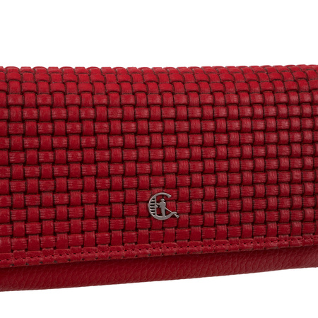 Duży czerwony portfel damski Canaletto ze skóry z tłoczeniem – styl i funkcjonalność PD1602s92t1 RFID