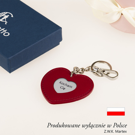 Grawerowane serduszko na łańcuszku ze skóry naturalnej E24s165