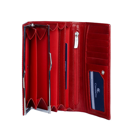 Duży czerwony portfel damski Canaletto ze skóry garbowanej roślinnie PD1602s165 GR RFID