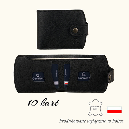 Czarny Portfel Męski Canaletto Slim – skóra naturalna, 10 kart PM2455As246