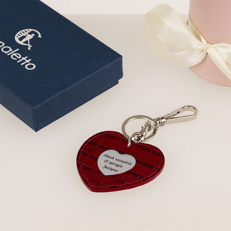 Skórzany brelok serce do kluczy grawer personalizowany ze skóry E24s162