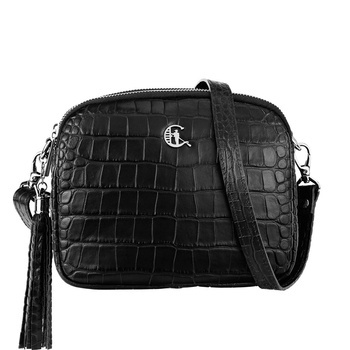 Mała i klasyczna torebka Canaletto ze skóry o wzorze krokodyla i ozdobnym frędzlem TD835s121