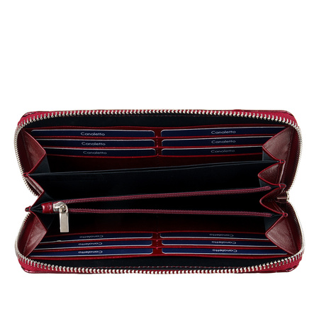 Czerwony Portfel Damski ze Skóry Licowej krople PD090s359 RFID