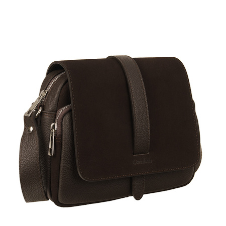 Torebka skórzana Canaletto z zamszową klapką TD690s19348