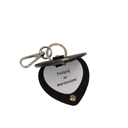 Skórzany brelok serce z Twoim napisem personalizowany prezent E25s164