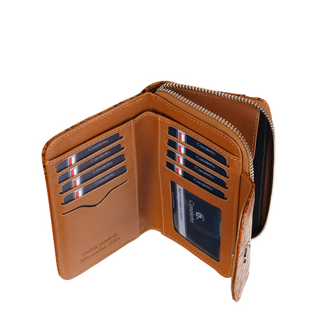 Damski portfel skórzany Canaletto – koniakowy croco z RFID | Elegancja i bezpieczeństwo PD1445s262 RFID
