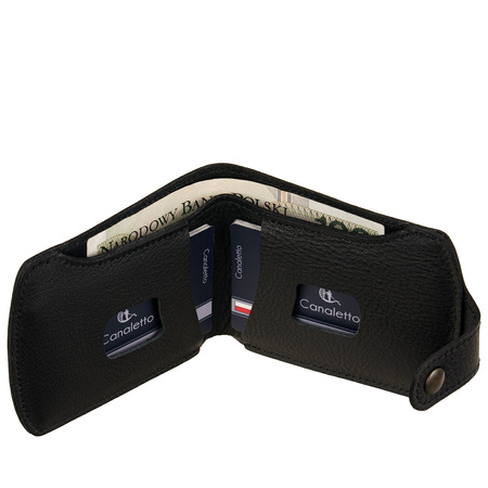 Czarny Portfel Męski Canaletto Slim – skóra naturalna, 10 kart PM2455As246