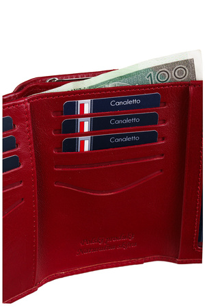 Czerwony skórzany Portfel damski Canaletto PD1202cs165 RFID