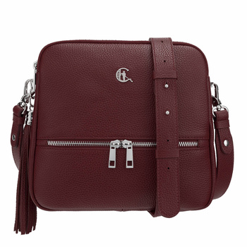 Torebka listonoszka Canaletto z naturalnej skóry groszkowanej i srebrnymi detalami TD840s298