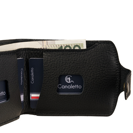 Czarny Portfel Męski Canaletto Slim – skóra naturalna, 10 kart PM2455As246