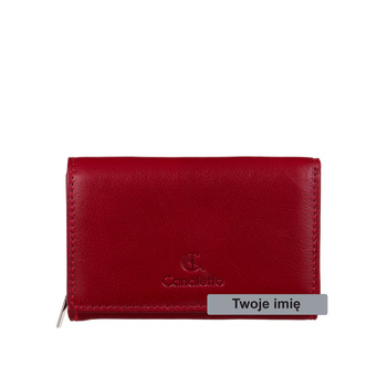 Czerwony portfel damski z grawerem skórzany Canaletto PD1225Cs165 GR RFIDPS
