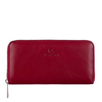 Czerwony Portfel Damski ze Skóry Licowej – Elegancja i Niezawodna Funkcjonalność PD090s165 RFID