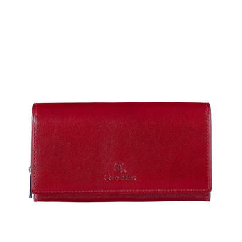 Czerwony damski portfel skórzany Canaletto – naturalna skóra garbowana roślinnie, RFID, tłoczone logo PD1634s8 RFID GR