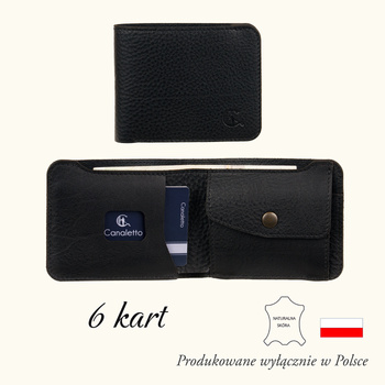 Skórzany Portfel Męski Canaletto Slim, 6 kart drobne i banknoty PM2458s246