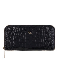 Duży Czarny Portfel Damski ze Skóry z Wzorem Krokodyla – Luksusowy Design i Funkcjonalność PD090s166 RFID