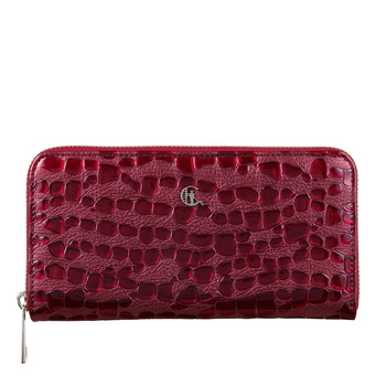 Czerwony Portfel Damski ze Skóry Licowej krople PD090s359 RFID